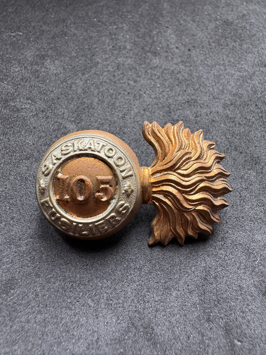 Photo 1 of WW1 Canadian Army 105th Saskatoon Fusiliers Officer's Uniform Collar Badge - collectible militaria item