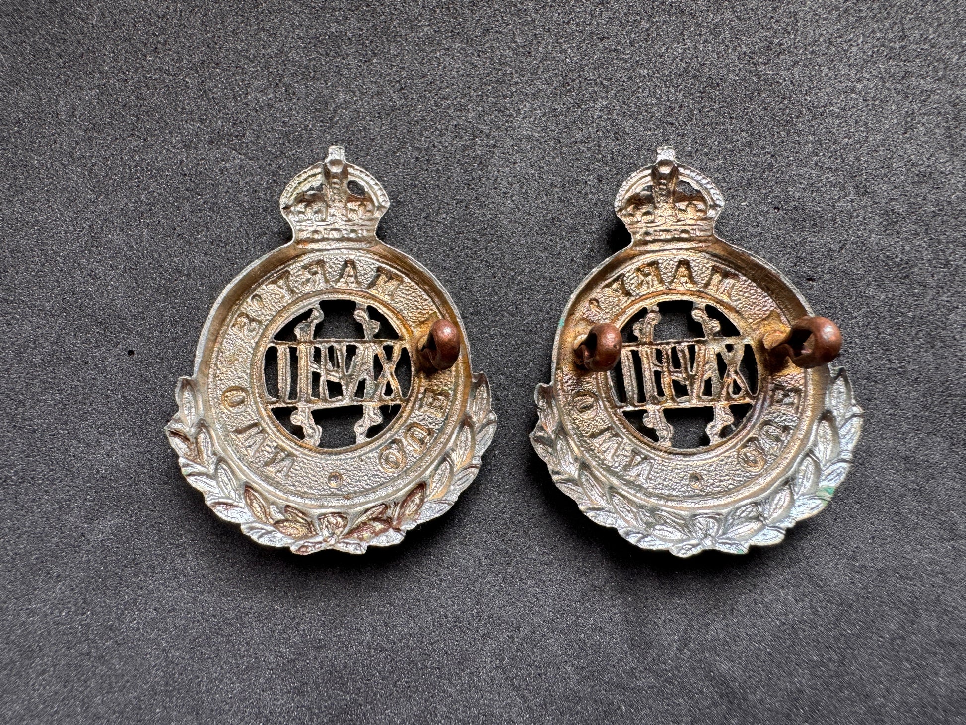 Photo 2 of WW1 British Army 18th Hussars (Queen Mary's Own) Uniform Collar Badges - collectible militaria item