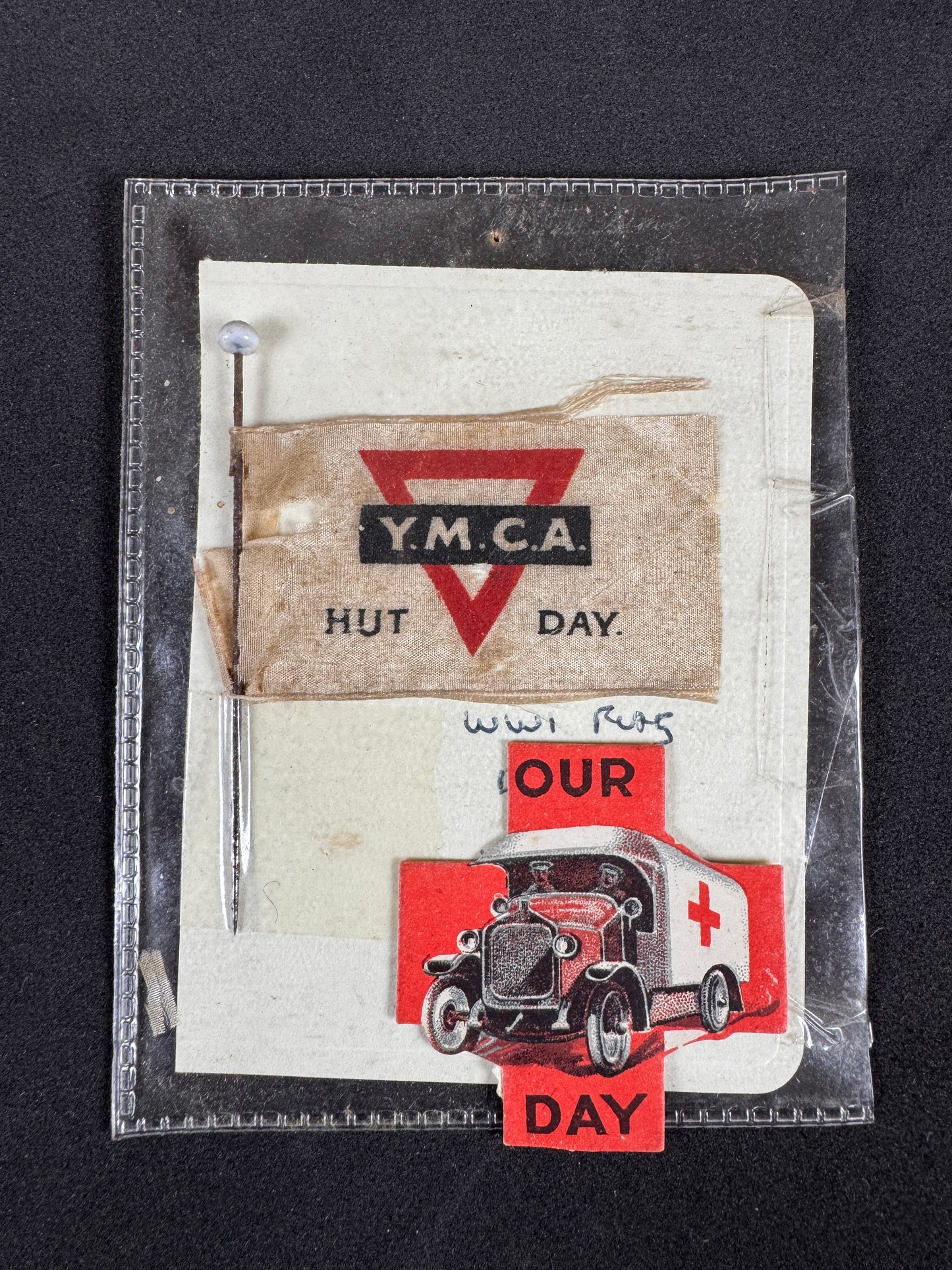 Photo 1 of WW1 British Red Cross & YMCA Hut Day Event Pin Badges - collectible militaria item