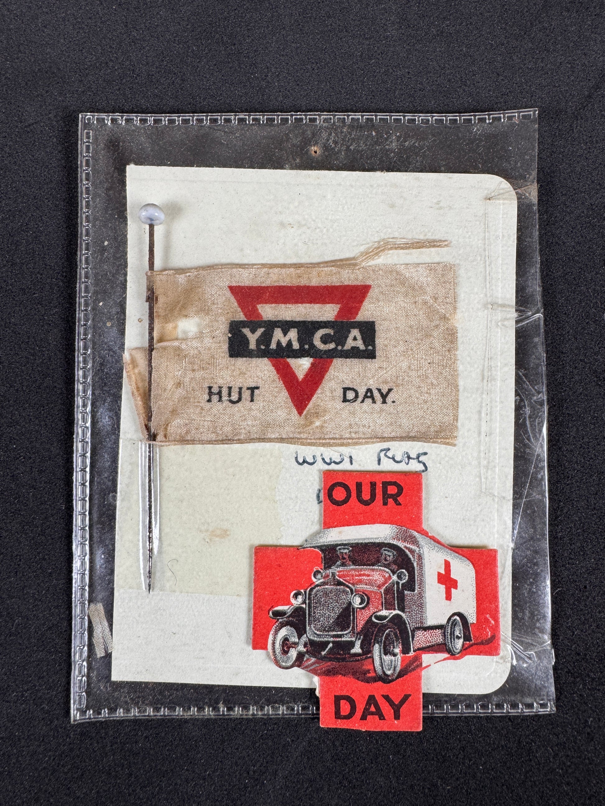 Photo 1 of WW1 British Red Cross & YMCA Hut Day Event Pin Badges - collectible militaria item