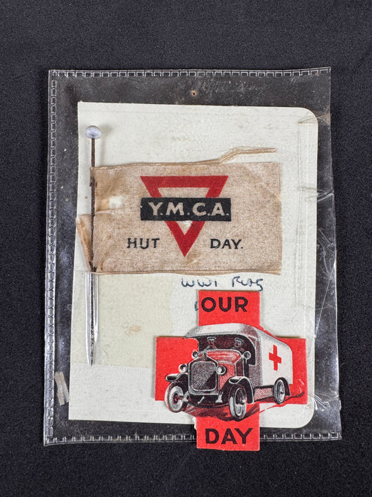 Photo 1 of WW1 British Red Cross & YMCA Hut Day Event Pin Badges - collectible militaria item