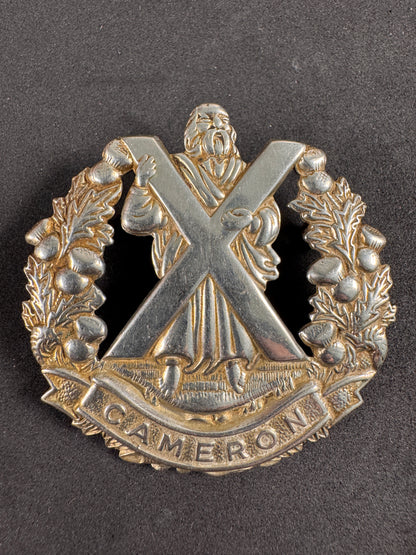 Photo 1 of WW2 British Army Cameron Highlanders Glengarry Cap Badge - collectible militaria item