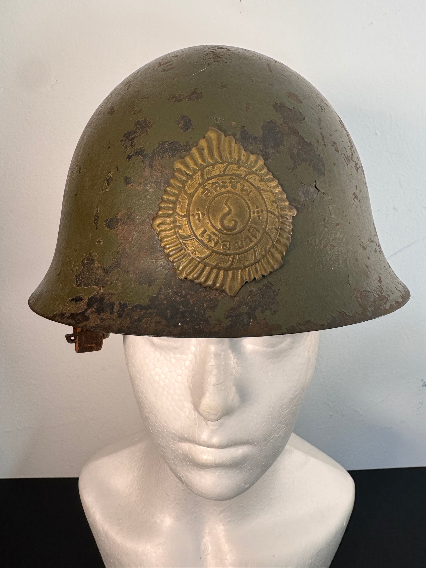 Photo 1 of WWII Thai M30/32 Combat Helmet with Crest - Rare Siamese Issue - collectible militaria item