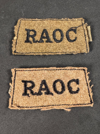 Photo 1 of WW2 British Royal Army Ordnance Corps (RAOC) Slip-on Shoulder Titles - collectible militaria item