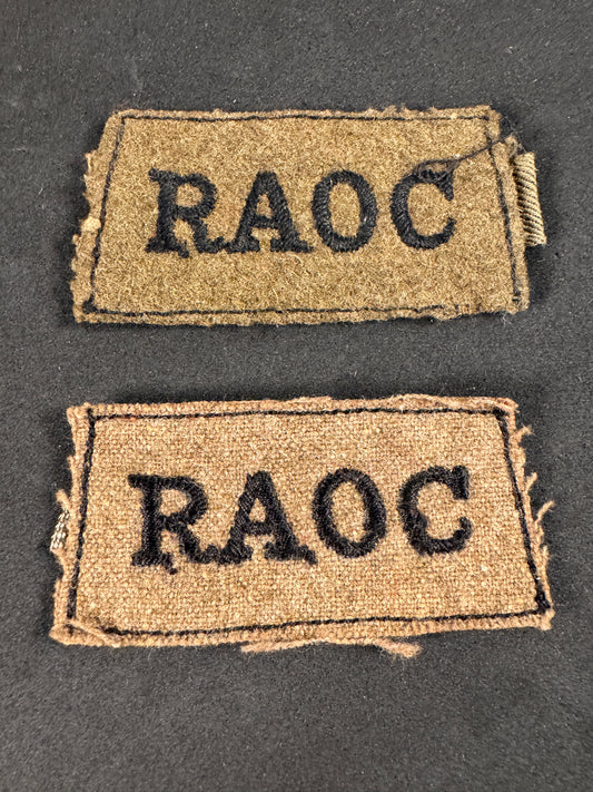 Photo 1 of WW2 British Royal Army Ordnance Corps (RAOC) Slip-on Shoulder Titles - collectible militaria item