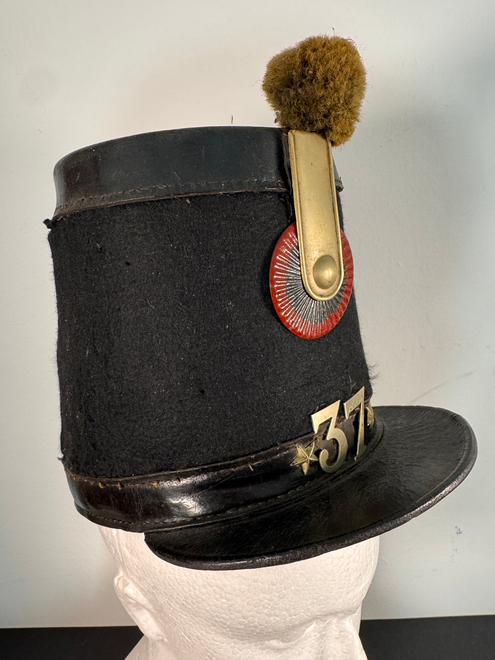 Photo 1 of Antique 19th Century Swiss Infantry Shako - 37th Regiment - collectible militaria item