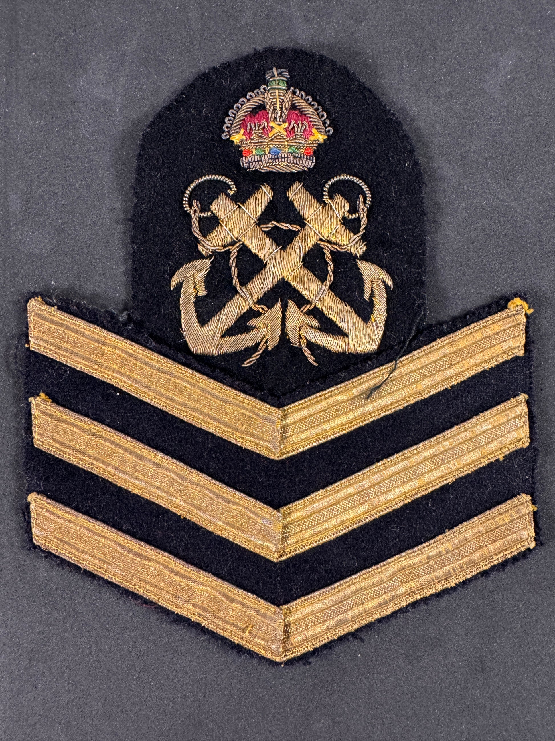 Photo 1 of WW2 British Royal Navy Petty Officer Rank Badge & Good Conduct Stripes - collectible militaria item