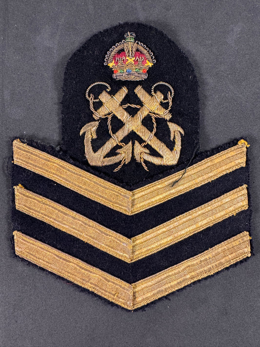 Photo 1 of WW2 British Royal Navy Petty Officer Rank Badge & Good Conduct Stripes - collectible militaria item