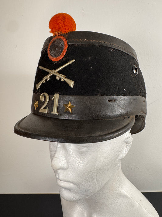 Photo 1 of Antique 19th Century Swiss Infantry Shako - 21st Infantry Regiment - collectible militaria item