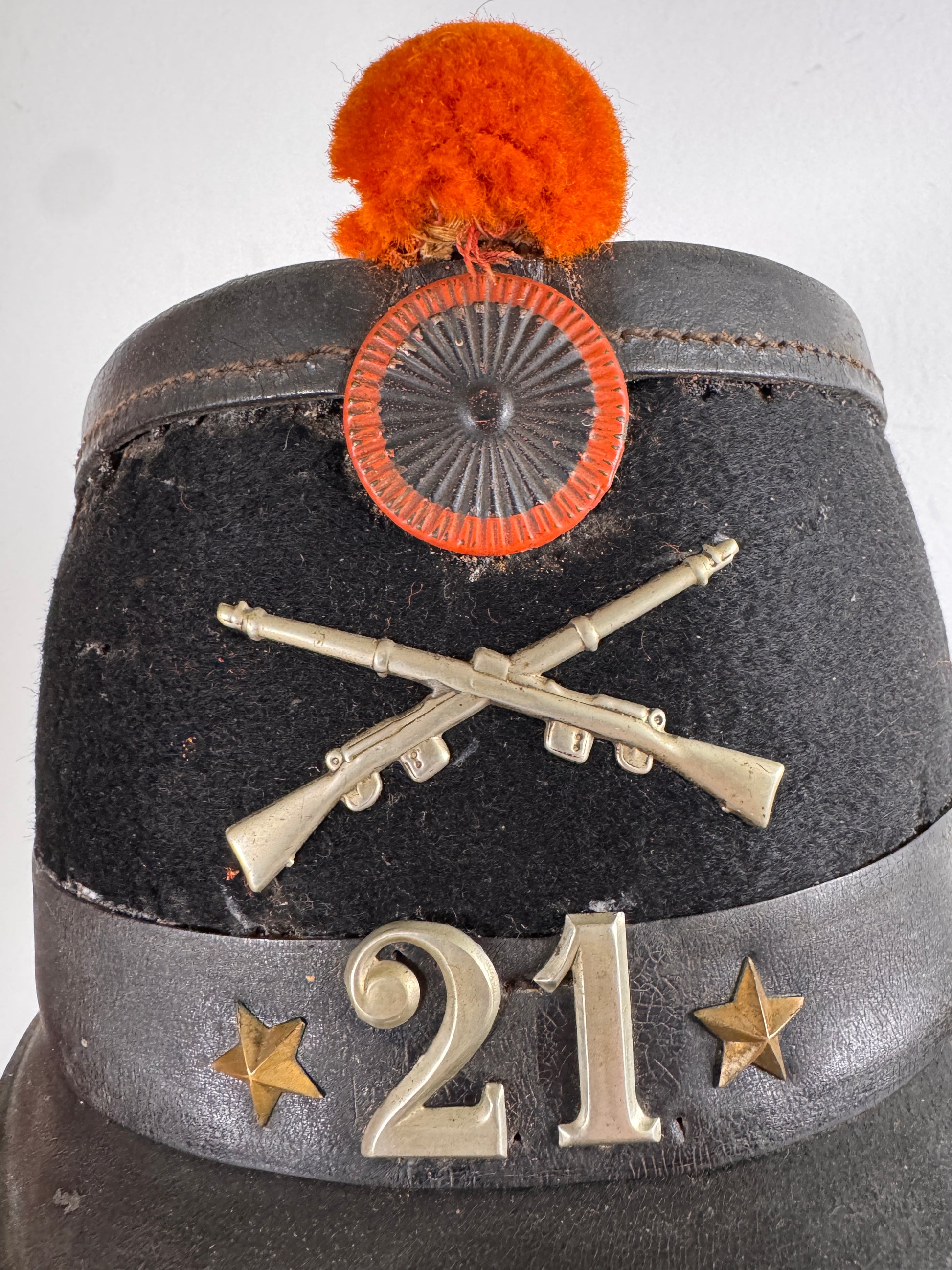 Photo 3 of Antique 19th Century Swiss Infantry Shako - 21st Infantry Regiment - collectible militaria item