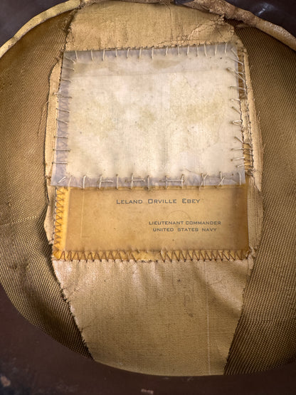 Photo 10 of WWII U.S. Navy Officer’s Khaki Combination Cap - Named - collectible militaria item