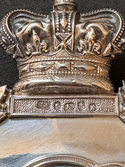 Photo 3 of Victorian British Army Cavalry Officer's Silver Sabretache & Pouch Belt VR Cypher Badges - collectible milita