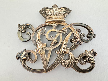 Victorian British Army Cavalry Officer's Silver Cross Belt Plate & Pouch Badge