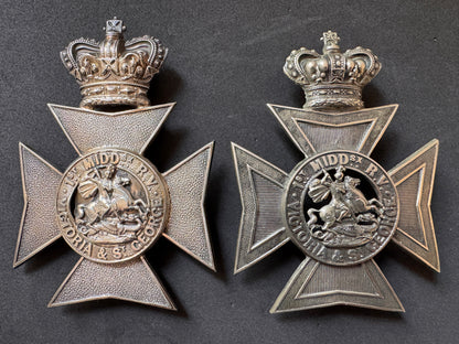 Photo 1 of Victorian British Army 1st Middlesex Rifle Volunteers Helmet & Pouch Belt Badges - collectible militaria item