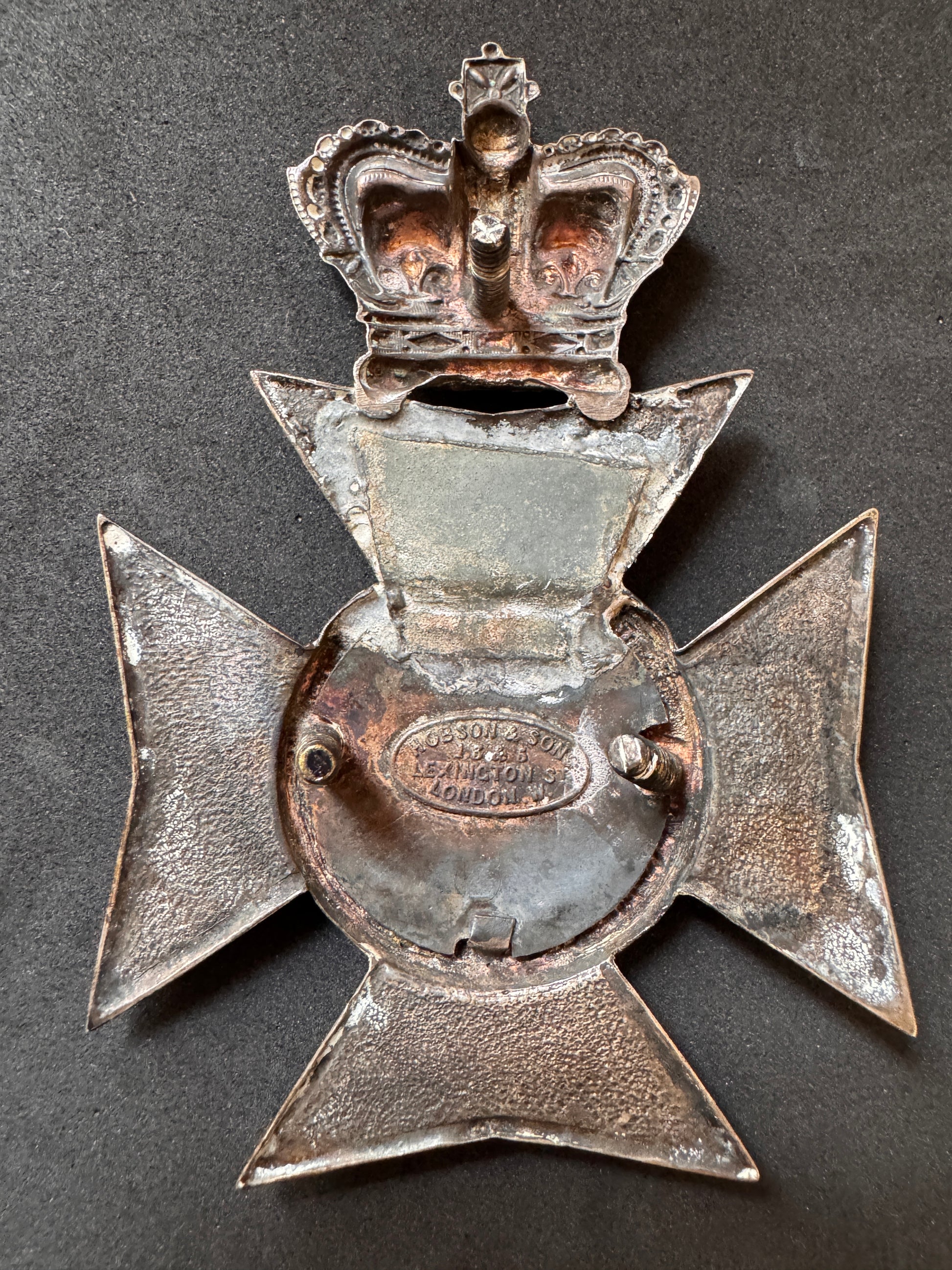 Photo 3 of Victorian British Army 1st Middlesex Rifle Volunteers Helmet & Pouch Belt Badges - collectible militaria item