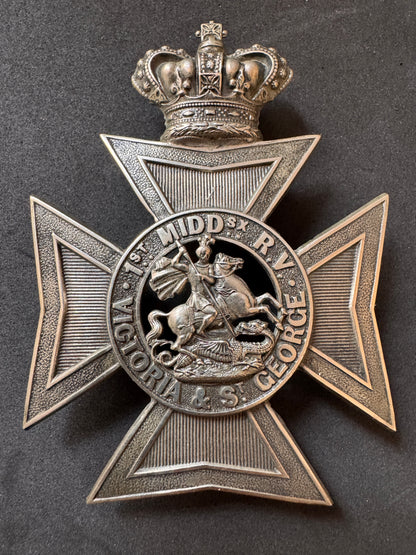 Photo 5 of Victorian British Army 1st Middlesex Rifle Volunteers Helmet & Pouch Belt Badges - collectible militaria item