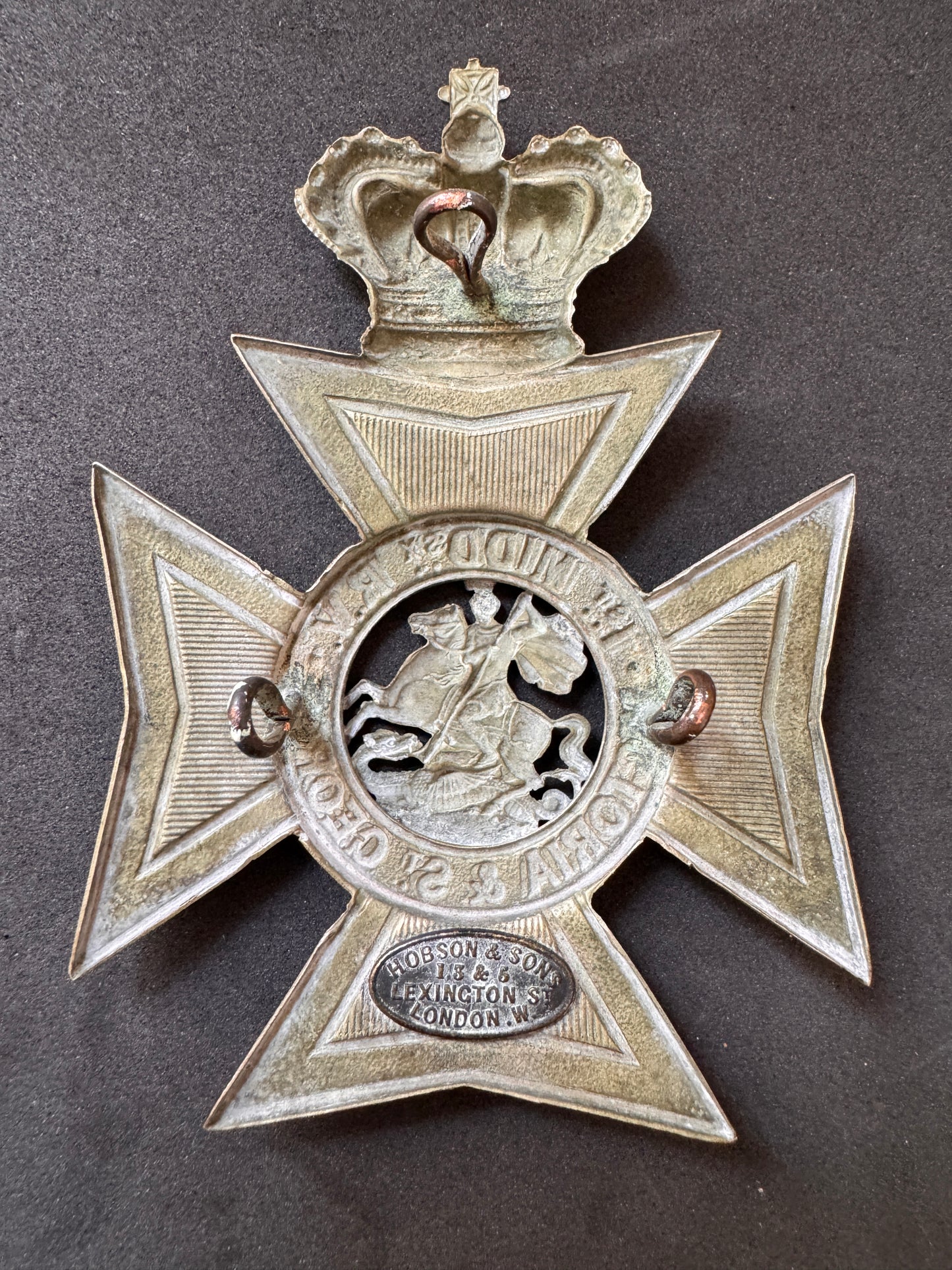 Photo 6 of Victorian British Army 1st Middlesex Rifle Volunteers Helmet & Pouch Belt Badges - collectible militaria item