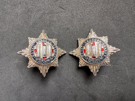 Photo 1 of British Army Royal Dragoon Guards Officer Collar Badges - Enamel Pair - collectible militaria item