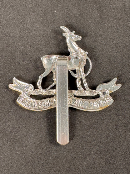 Photo 2 of Royal Warwickshire Regiment Anodised (Staybrite) Cap Badge - Post WW2 - collectible militaria item