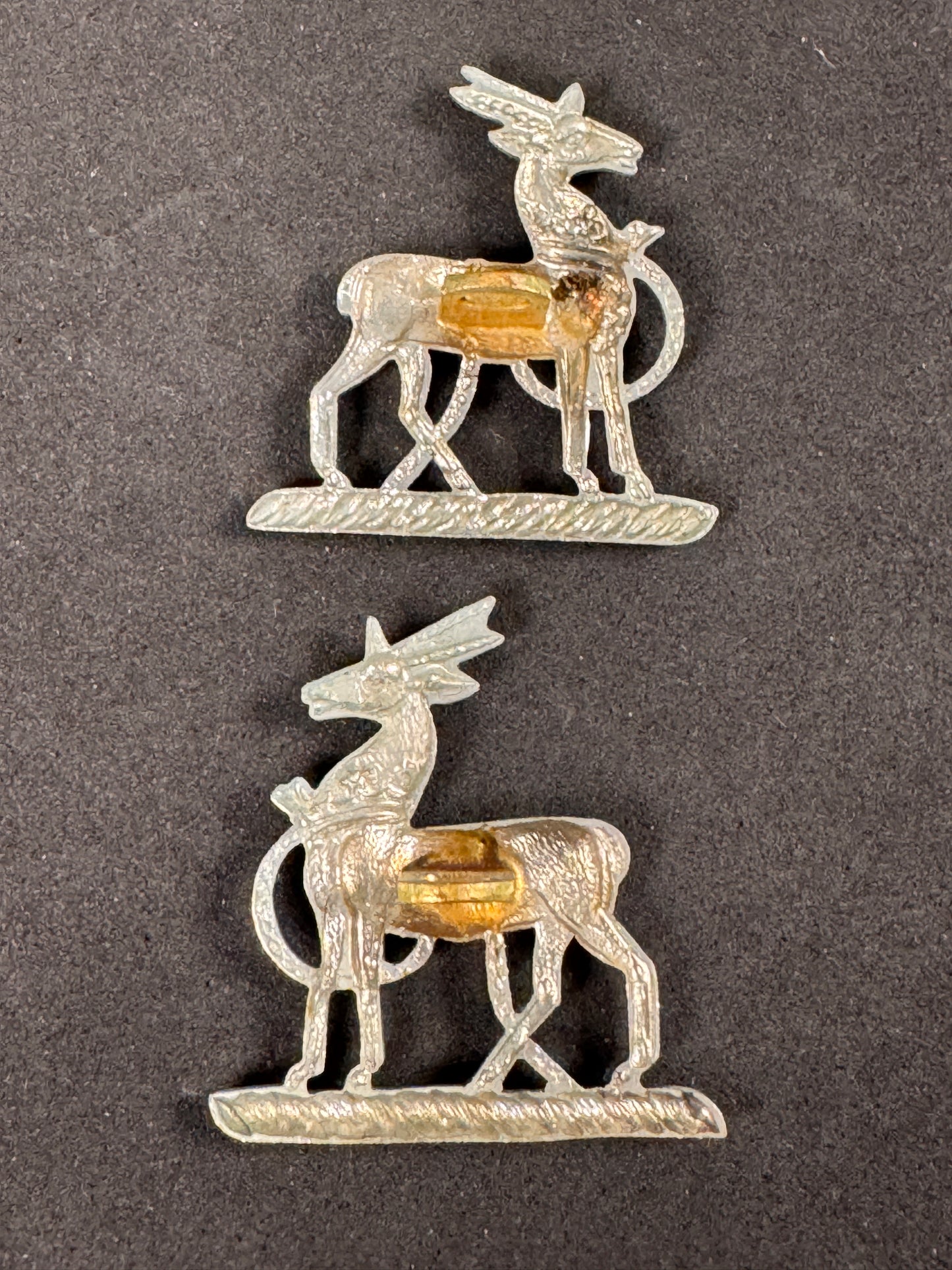 Photo 2 of WW2 British Army Royal Warwickshire Regiment Uniform Collar Badges - collectible militaria item