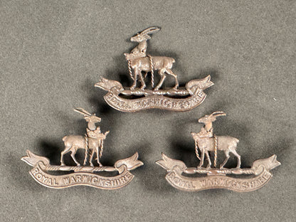 Photo 1 of WW1 Royal Warwickshire Regiment Officer's Cap Badge & Collar Badges - collectible militaria item