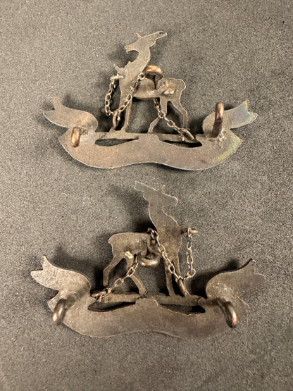 Photo 2 of WW1 Royal Warwickshire Regiment Officer's Collar Badges - British Army - collectible militaria item