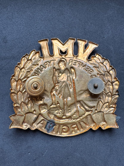 Photo 2 of After WW2 Virginia Military Institute (VMI) Lexington Officer Cadet Cap Badge - collectible militaria item