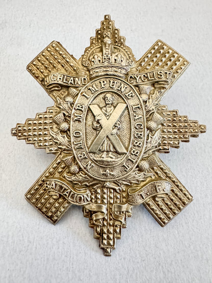 WW1 British Army Highland Cyclist Battalion TF (Territorial Force) Cap Badge