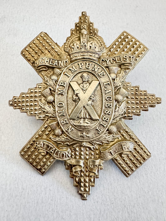 WW1 British Army Highland Cyclist Battalion TF (Territorial Force) Cap Badge