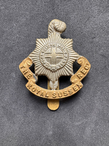 Photo 1 of WW2 British Army Royal Sussex Regiment Cap Badge - collectible militaria item