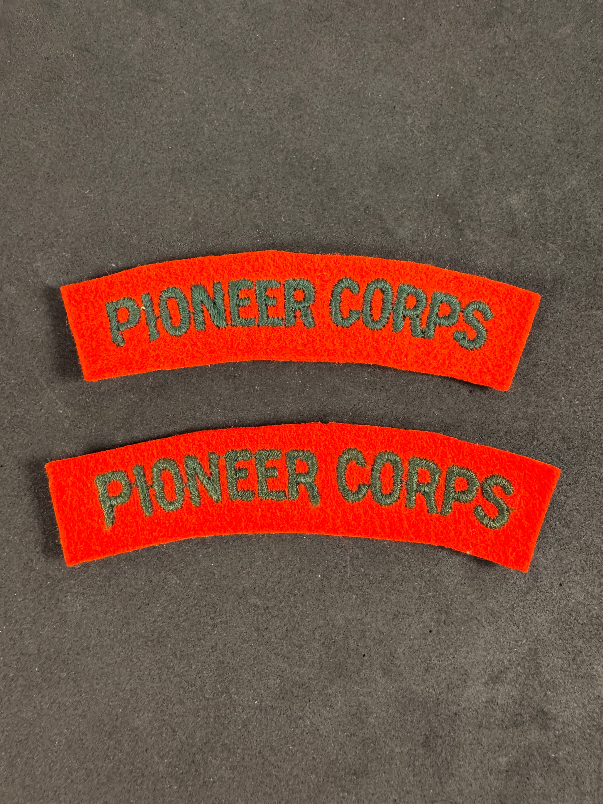 Photo 1 of WW2 Pioneer Corps Paste Back Shoulder Titles - British Army - collectible militaria item
