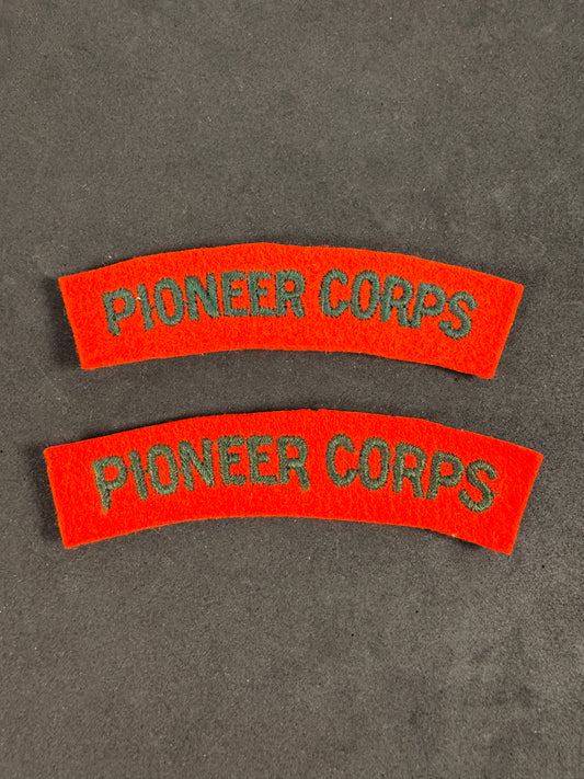 Photo 1 of WW2 Pioneer Corps Paste Back Shoulder Titles - British Army - collectible militaria item