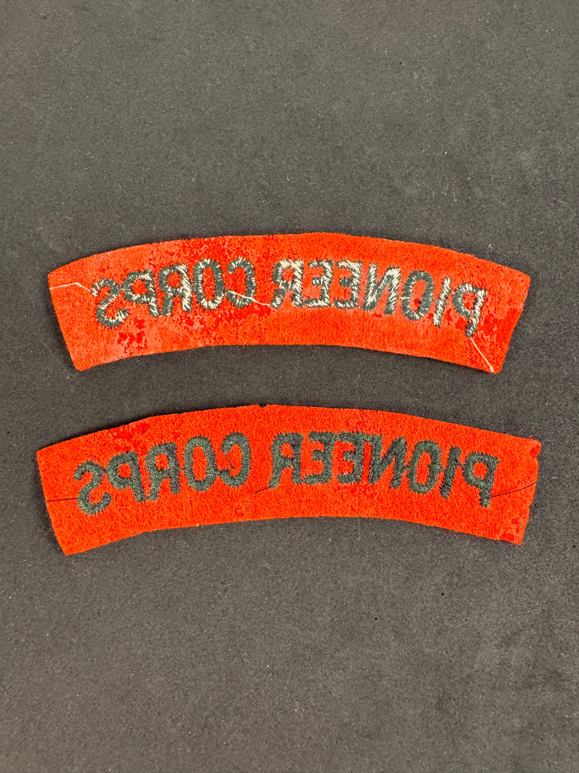 Photo 2 of WW2 Pioneer Corps Paste Back Shoulder Titles - British Army - collectible militaria item