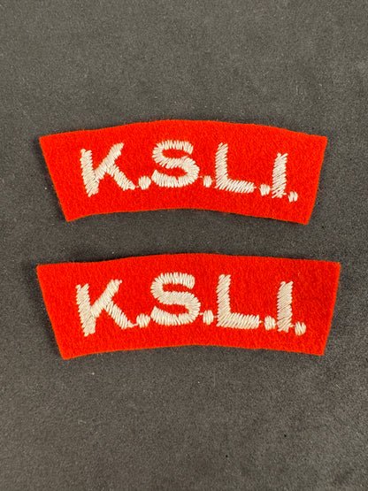 Photo 1 of WW2 British King's Shropshire Light Infantry (KSLI) Paste Back Shoulder Titles - collectible militaria item