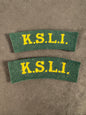Photo 1 of WW2 British Army King's Shropshire Light Infantry (KSLI) Shoulder Titles - collectible militaria item