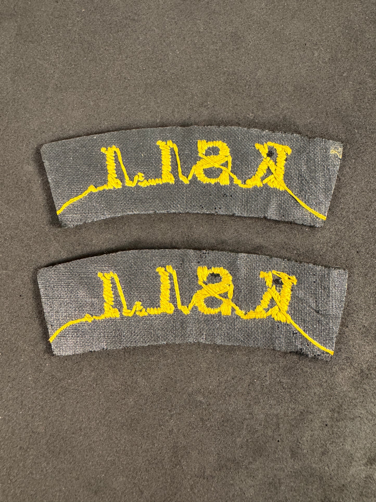 Photo 2 of WW2 British Army King's Shropshire Light Infantry (KSLI) Shoulder Titles - collectible militaria item