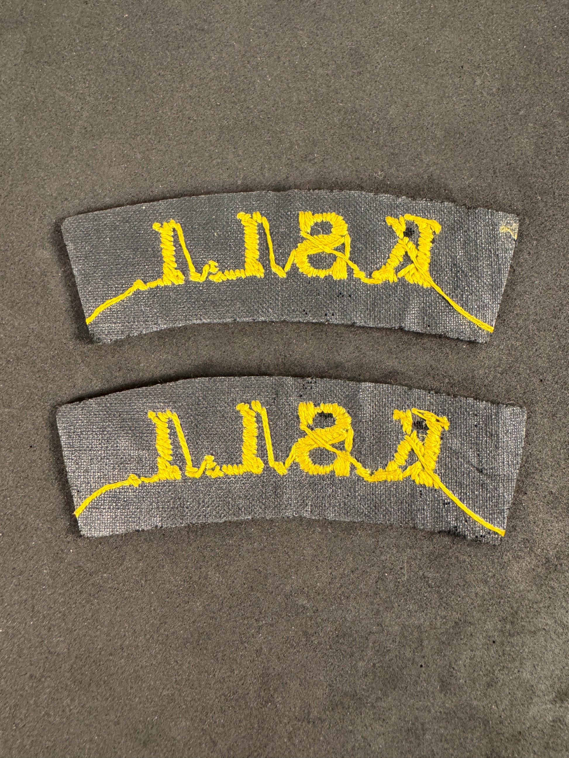 Photo 2 of WW2 British Army King's Shropshire Light Infantry (KSLI) Shoulder Titles - collectible militaria item