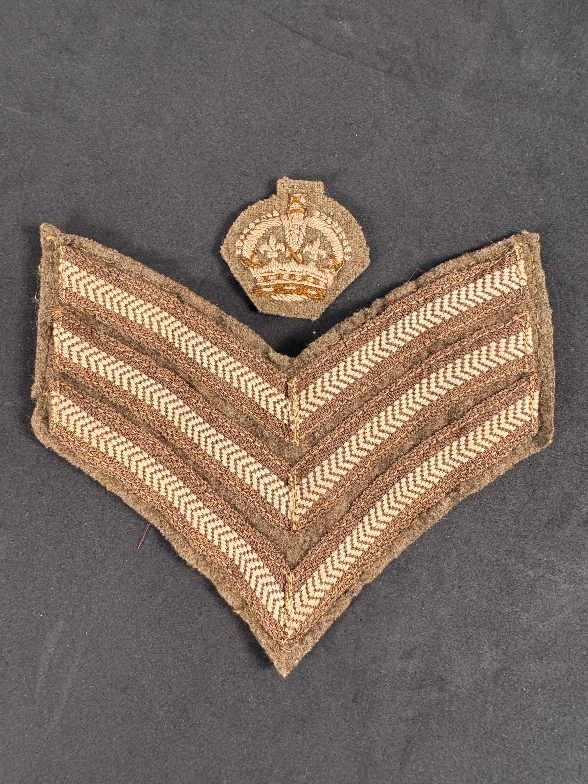 Photo 1 of WW2 British Army Quarter Master Sergeant’s (QMS) rank insignia - collectible militaria item