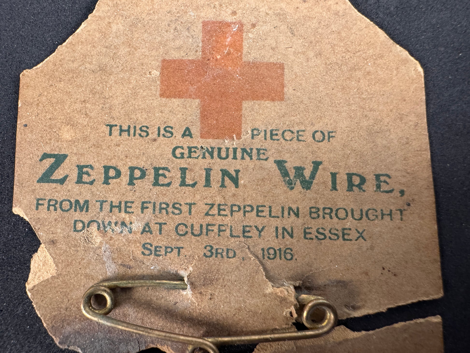 Photo 4 of Original WW1 Zeppelin wire souvenir - British Red Cross - collectible militaria item