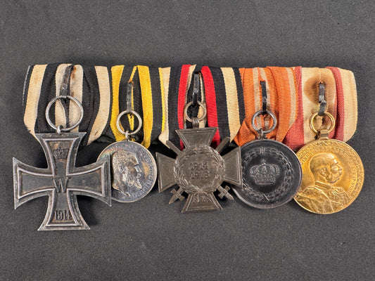 Photo 1 of German WW1 medal bar - Iron Cross, Wurttemburg, Austria - collectible militaria item