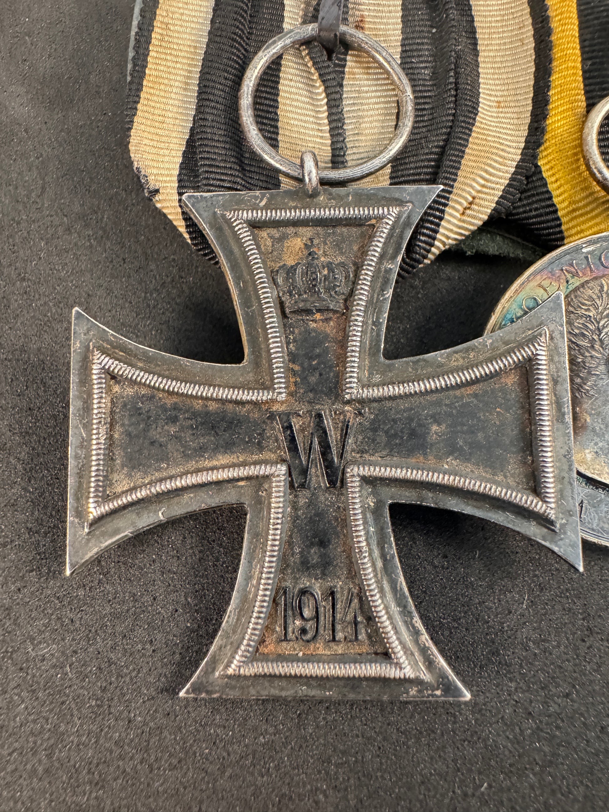 Photo 2 of German WW1 medal bar - Iron Cross, Wurttemburg, Austria - collectible militaria item