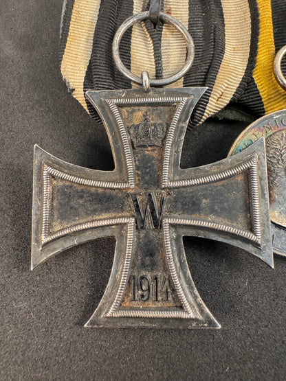 Photo 2 of German WW1 medal bar - Iron Cross, Wurttemburg, Austria - collectible militaria item