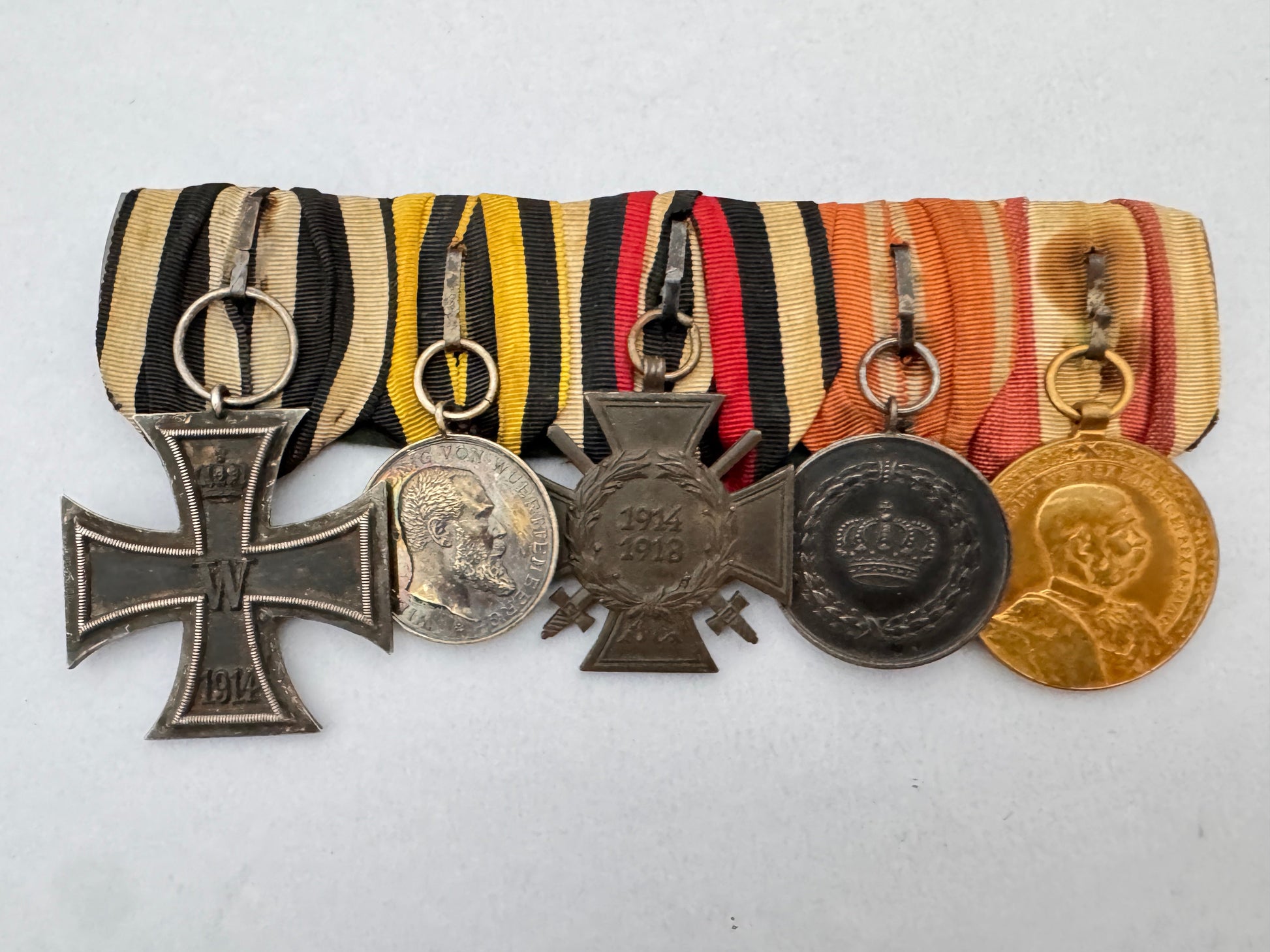 Collection of medals with ribbons on a white background