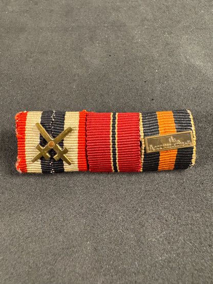 Photo 1 of WW2 German Ribbon Bar (Ordensspange) Ostmedaille, Sudetenland Medals - collectible militaria item