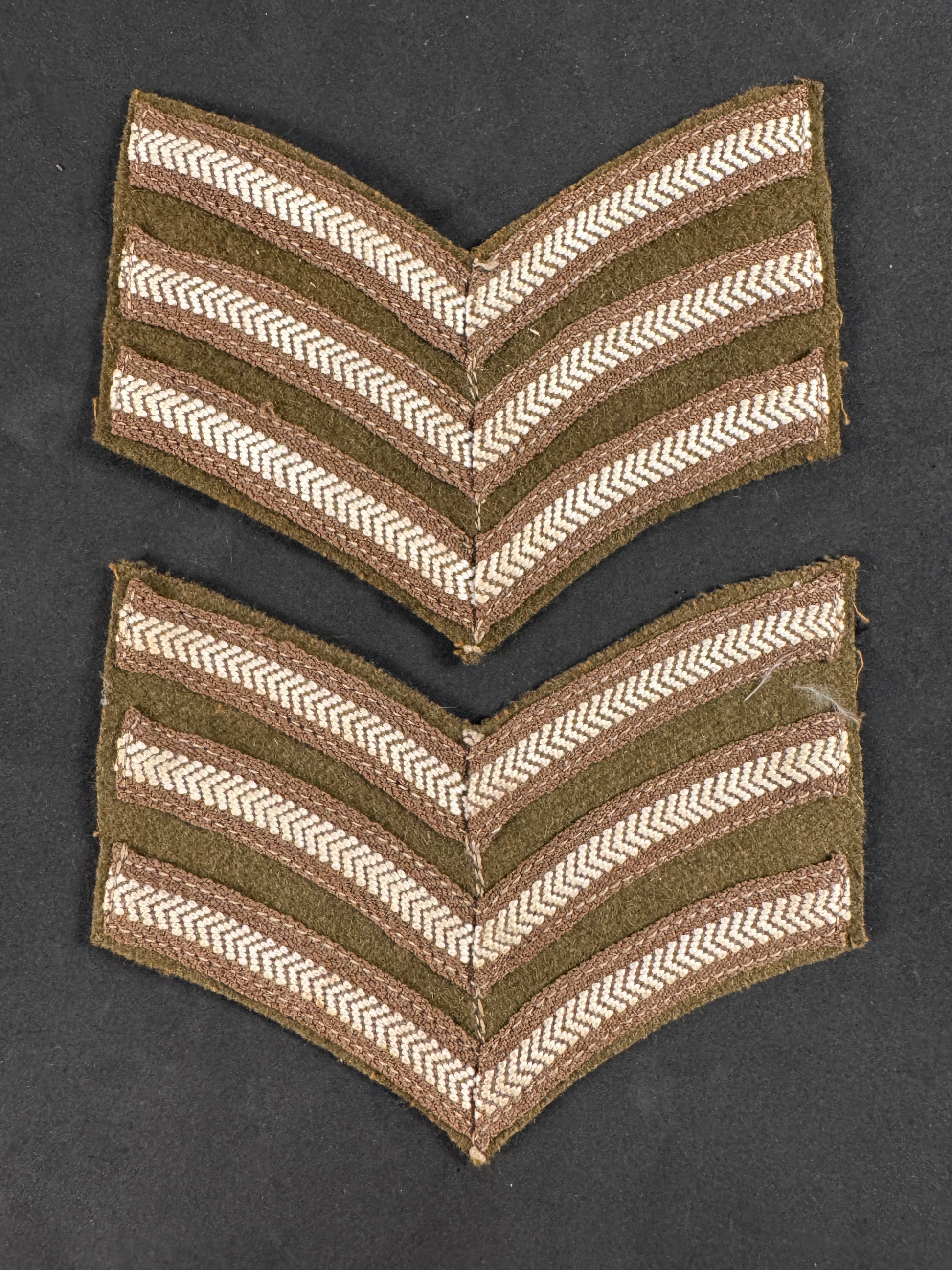 Photo 1 of WW2 British Army Sergeant's Battledress Rank Chevrons (Pair) - collectible militaria item