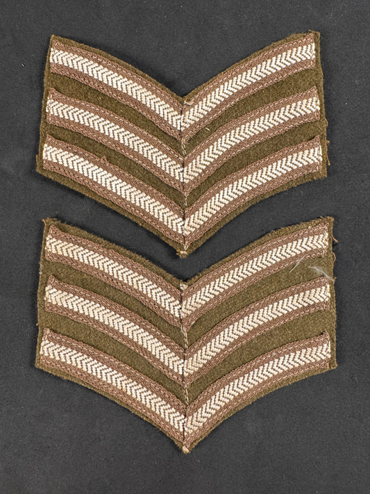 Photo 1 of WW2 British Army Sergeant's Battledress Rank Chevrons (Pair) - collectible militaria item