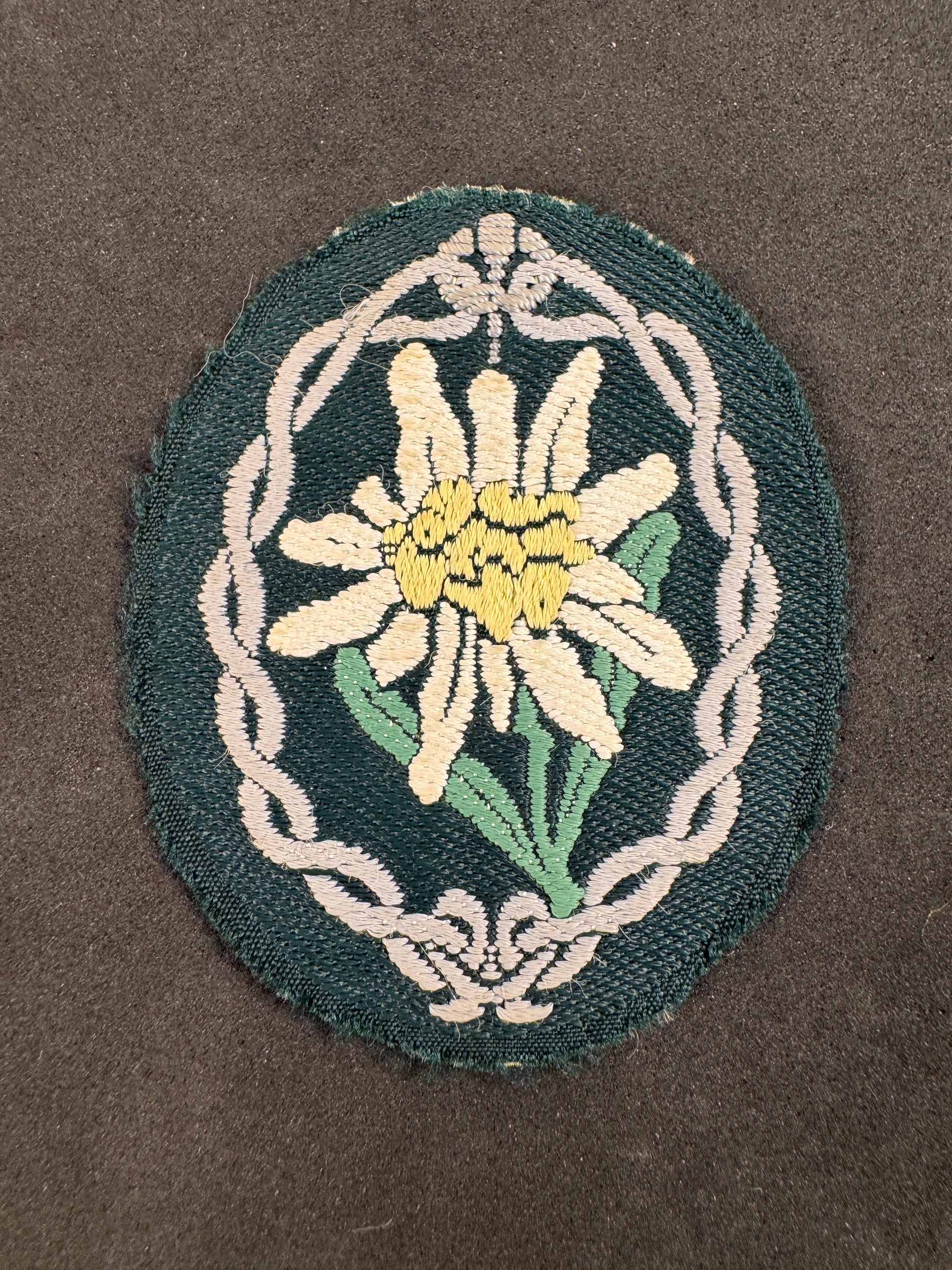 Photo 1 of WW2 German Gebirgsjäger Edelweiss Sleeve Badge - collectible militaria item