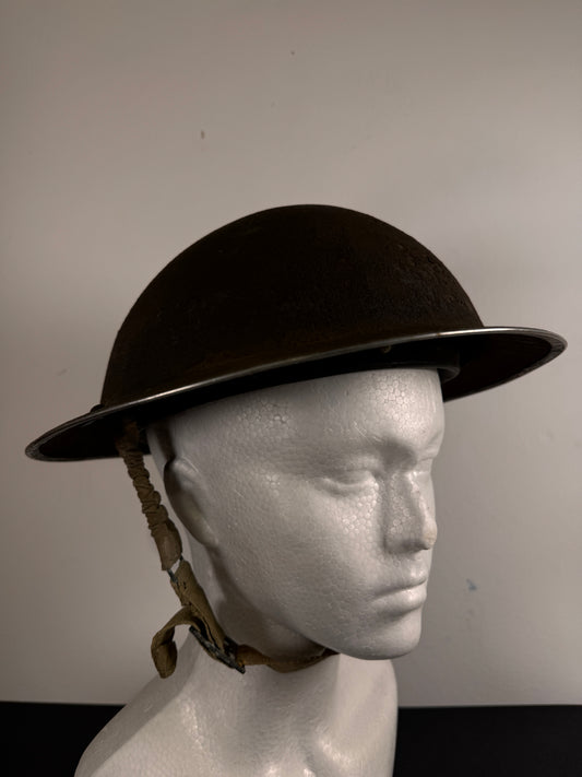 Photo 1 of Original WWII British MkII Steel Helmet - Textured Finish, Complete with Chinstrap - collectible militaria it