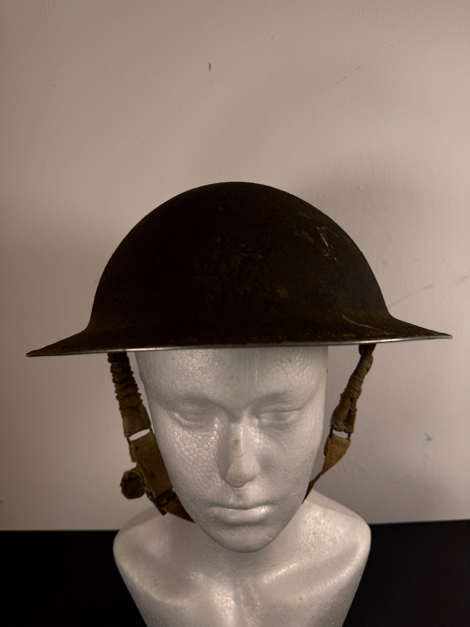 Photo 2 of Original WWII British MkII Steel Helmet - Textured Finish, Complete with Chinstrap - collectible militaria it