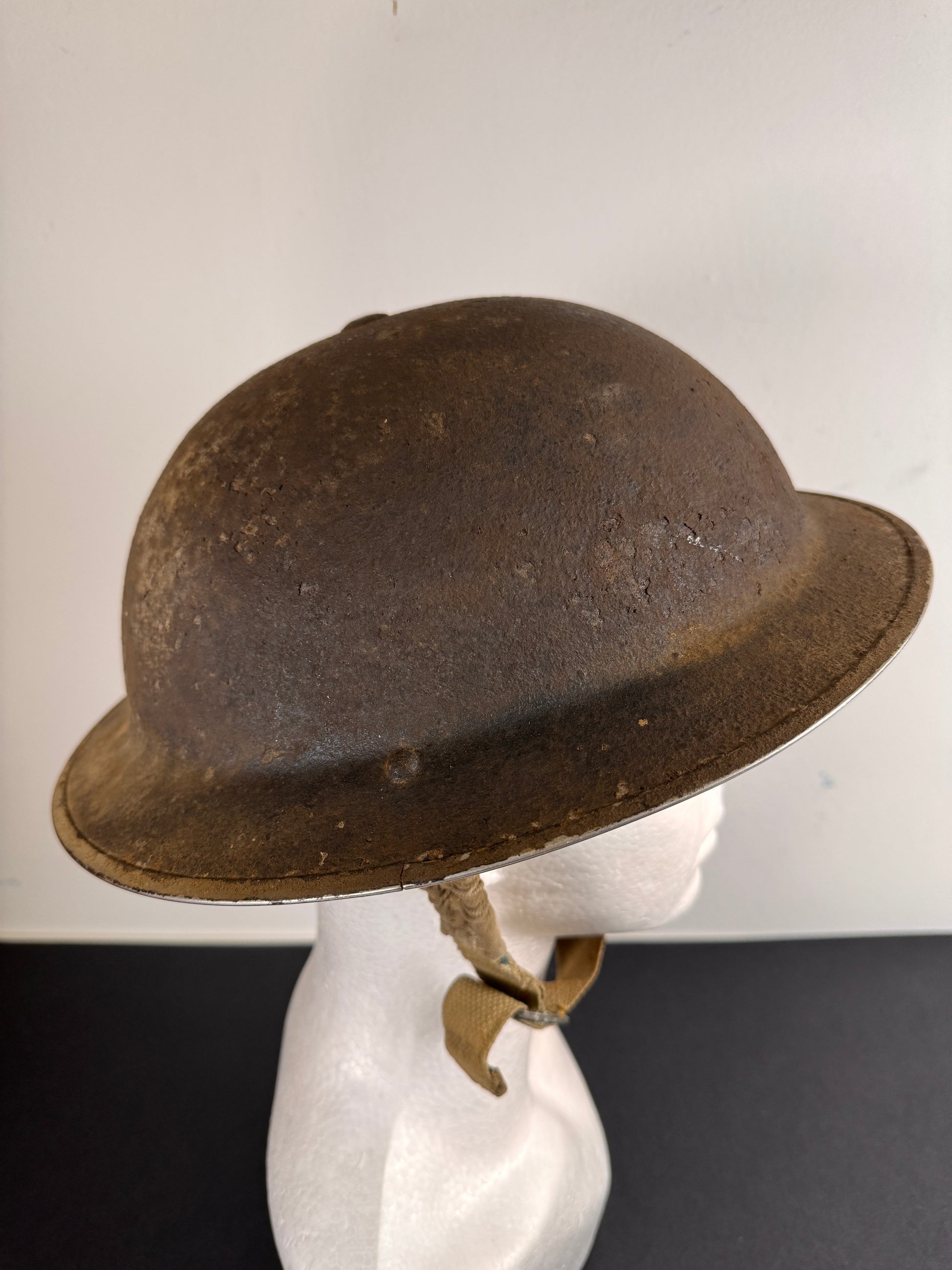 Photo 4 of Original WWII British MkII Steel Helmet - Textured Finish, Complete with Chinstrap - collectible militaria it